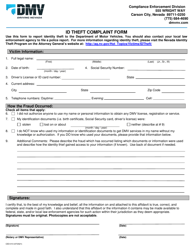 Document preview: Form CED-013 Id Theft Complaint Form - Nevada