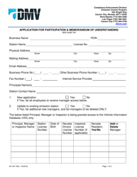 Form EC-027 Application for Participation &amp; Memorandum of Understanding - Nevada