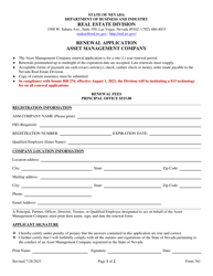 Form 761 Application for Renewal of Asset Management Company - Nevada