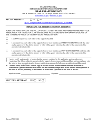 Form 586 Application for Renewal of Appraisal License - Nevada, Page 2