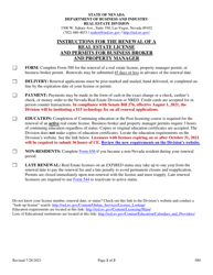 Form 580 Application for Renewal of Real Estate License - AND PERMITS FOR BUSINESS BROKER AND PROPERTY MANAGER, Nevada