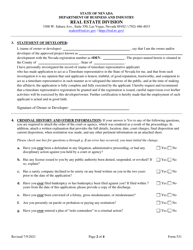 Form 531 Timeshare Registered Representative Original Application - Nevada, Page 2