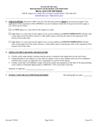 Form 531 Timeshare Registered Representative Original Application - Nevada, Page 3