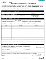 Form T1000-4 Registered Journalism Organization Adjustment Request - Canada