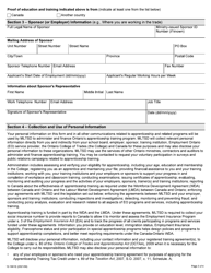 Form 12-1661E Application for Apprenticeship Training - Ontario, Canada, Page 3