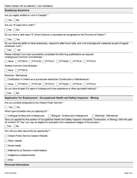 Form 2018E Application for Employment Occupational Health and Safety Inspector - Mining - Ontario, Canada, Page 3