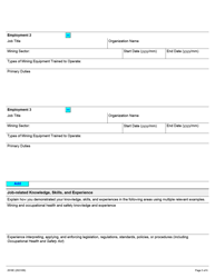 Form 2018E Application for Employment Occupational Health and Safety Inspector - Mining - Ontario, Canada, Page 5