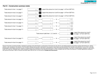 Form GST191-WS Construction Summary Worksheet - Canada, Page 12
