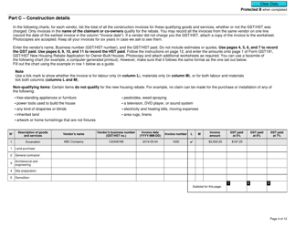 Form GST191-WS Construction Summary Worksheet - Canada, Page 4