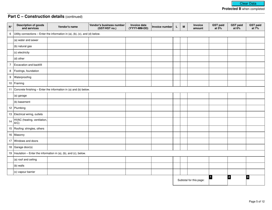 Form GST191-WS Download Fillable PDF or Fill Online Construction ...