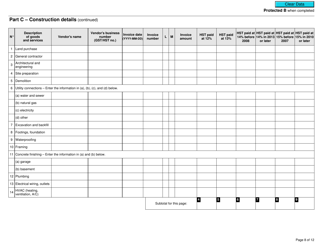 Form GST191-WS Construction Summary Worksheet - Canada, Page 8