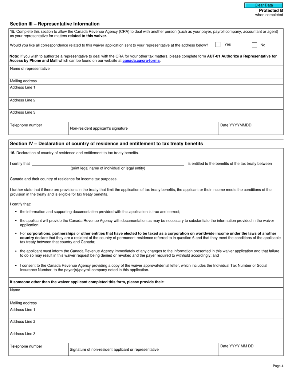 Form R105 Regulation 105 Waiver Application - Canada, Page 4