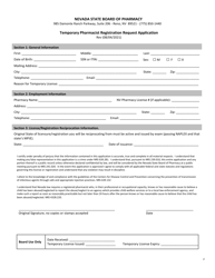 Temporary Pharmacist Registration Request Application - Nevada, Page 2