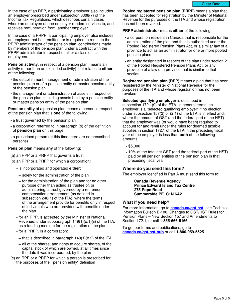 Form RC4615 Election or Revocation of the Election to Not Account for Gst / Hst on Actual Taxable Supplies - Canada, Page 5
