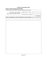 Qualified Person Assessment or Self-assessment - Checklist: Hauled Water (Haul) - Manitoba, Canada, Page 2
