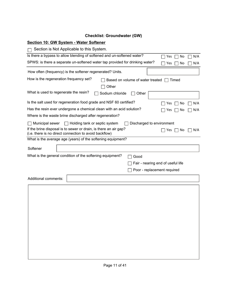 Qualified Person Assessment or Self-assessment - Checklist: Groundwater (Gw) - Manitoba, Canada, Page 11
