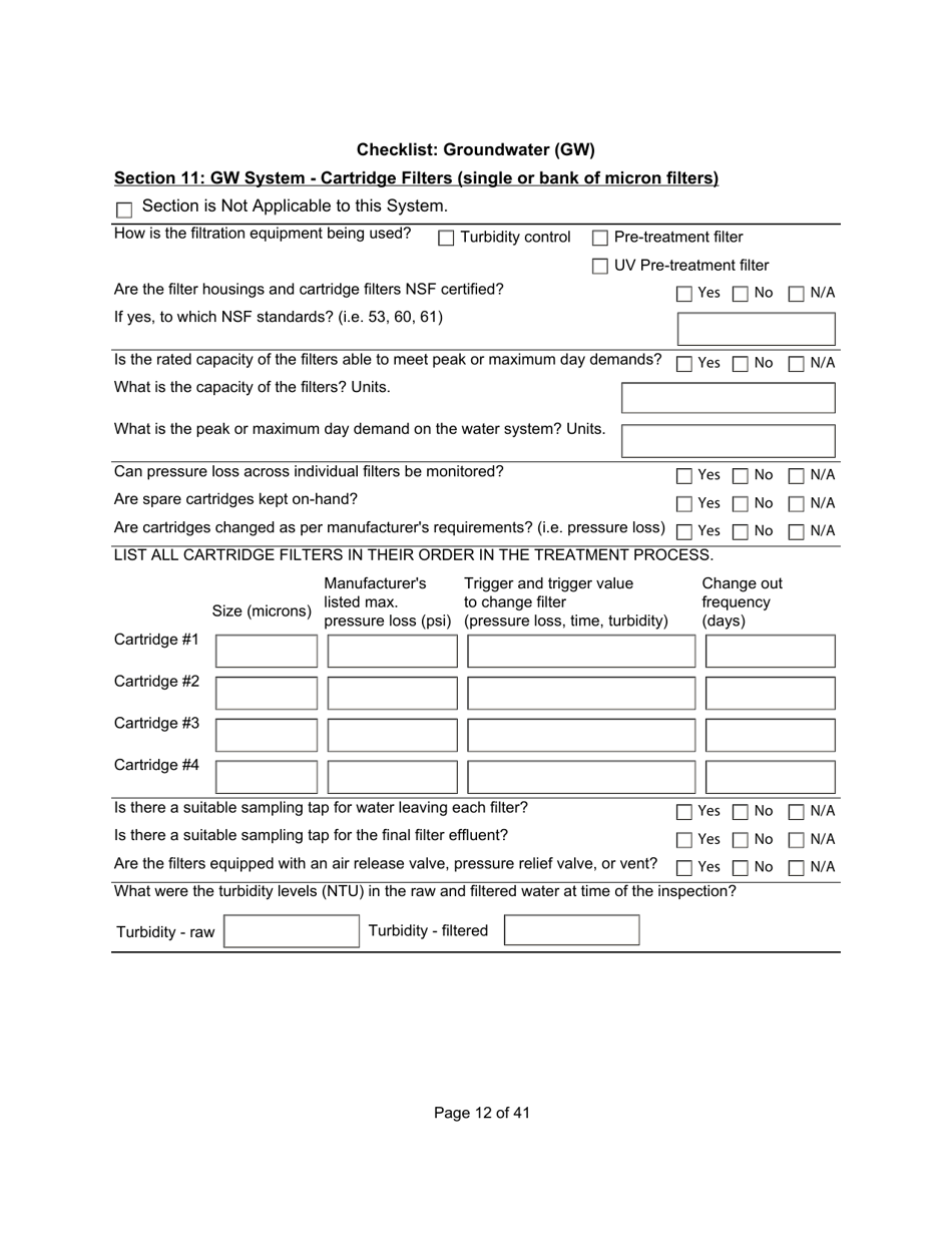 Qualified Person Assessment or Self-assessment - Checklist: Groundwater (Gw) - Manitoba, Canada, Page 12