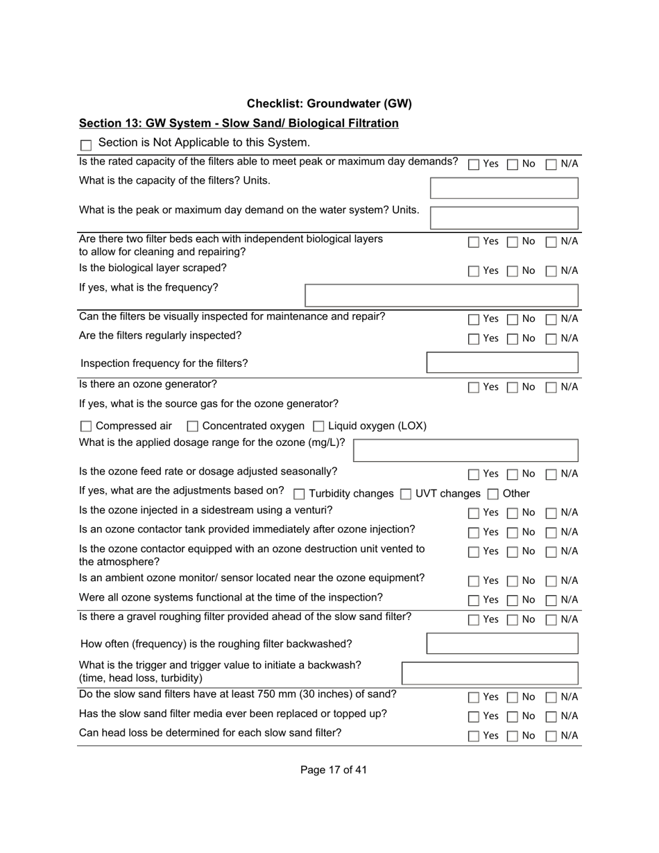 Qualified Person Assessment or Self-assessment - Checklist: Groundwater (Gw) - Manitoba, Canada, Page 17