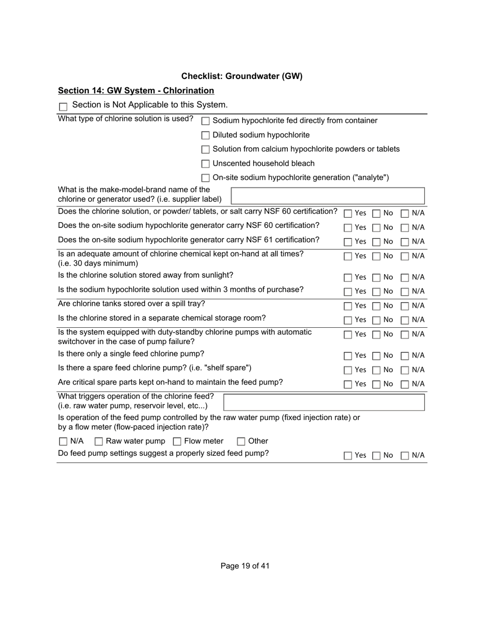 Qualified Person Assessment or Self-assessment - Checklist: Groundwater (Gw) - Manitoba, Canada, Page 19