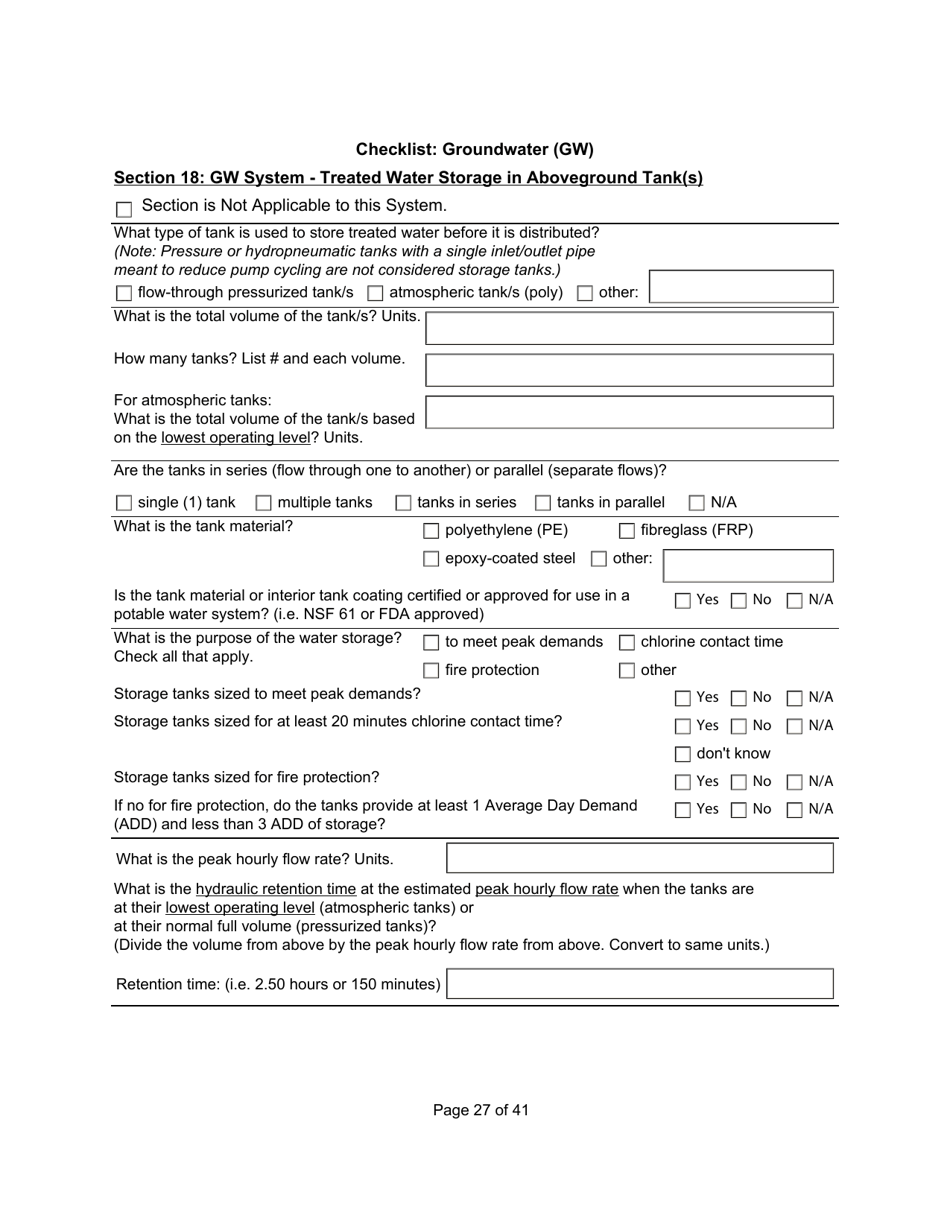 Qualified Person Assessment or Self-assessment - Checklist: Groundwater (Gw) - Manitoba, Canada, Page 27