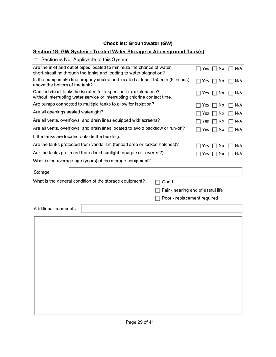 Qualified Person Assessment or Self-assessment - Checklist: Groundwater (Gw) - Manitoba, Canada, Page 29