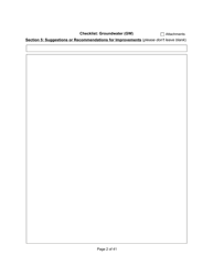 Qualified Person Assessment or Self-assessment - Checklist: Groundwater (Gw) - Manitoba, Canada, Page 2