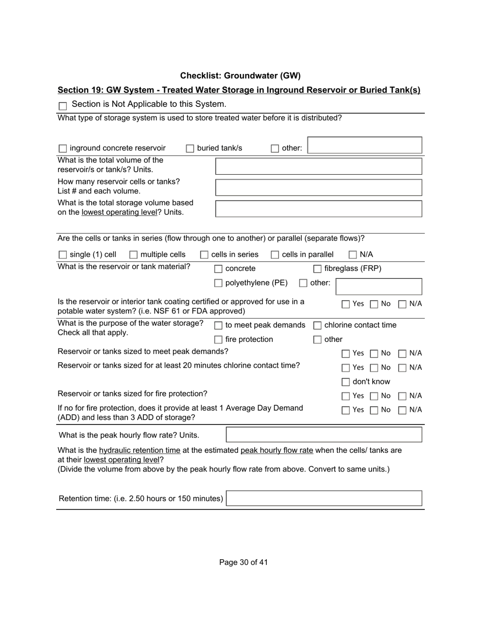 Qualified Person Assessment or Self-assessment - Checklist: Groundwater (Gw) - Manitoba, Canada, Page 30
