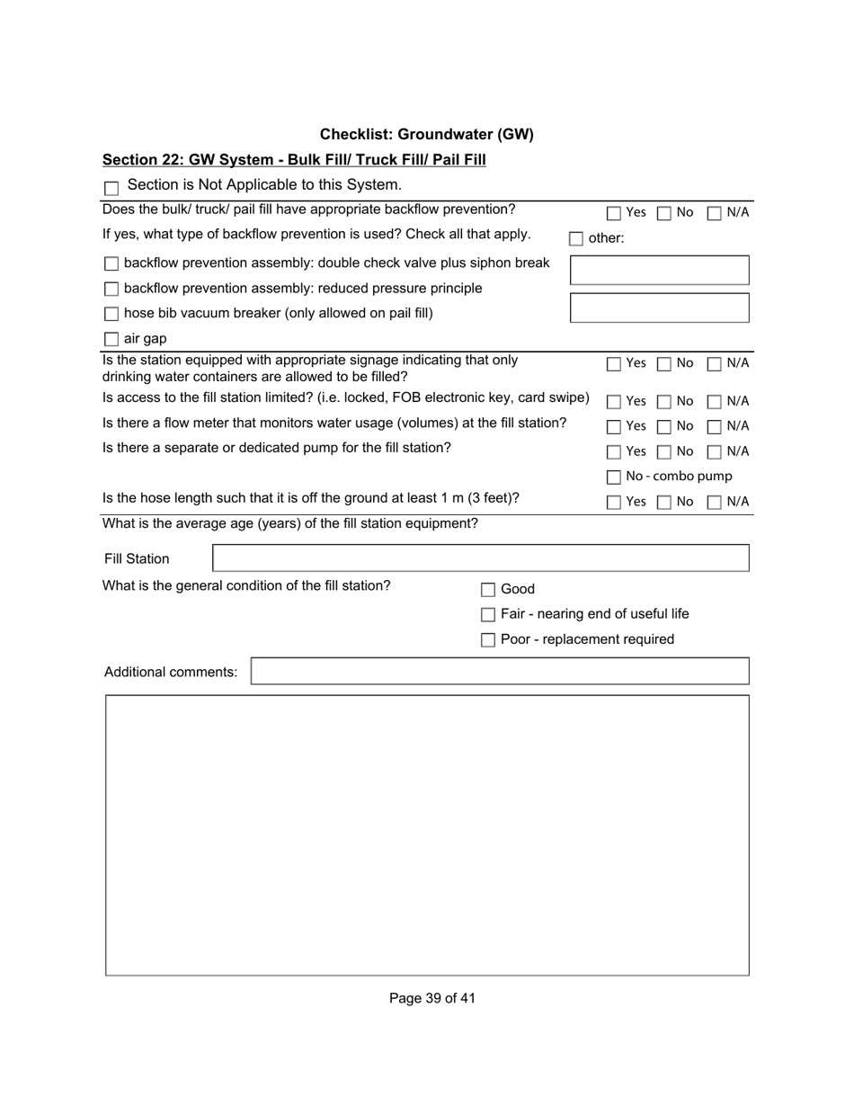 Qualified Person Assessment or Self-assessment - Checklist: Groundwater (Gw) - Manitoba, Canada, Page 39
