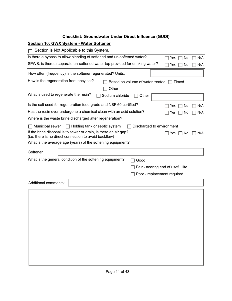 Qualified Person Assessment or Self-assessment - Checklist: Groundwater Under Direct Influence (Gudi) - Manitoba, Canada, Page 11