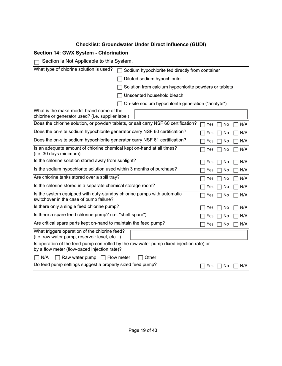 Qualified Person Assessment or Self-assessment - Checklist: Groundwater Under Direct Influence (Gudi) - Manitoba, Canada, Page 19
