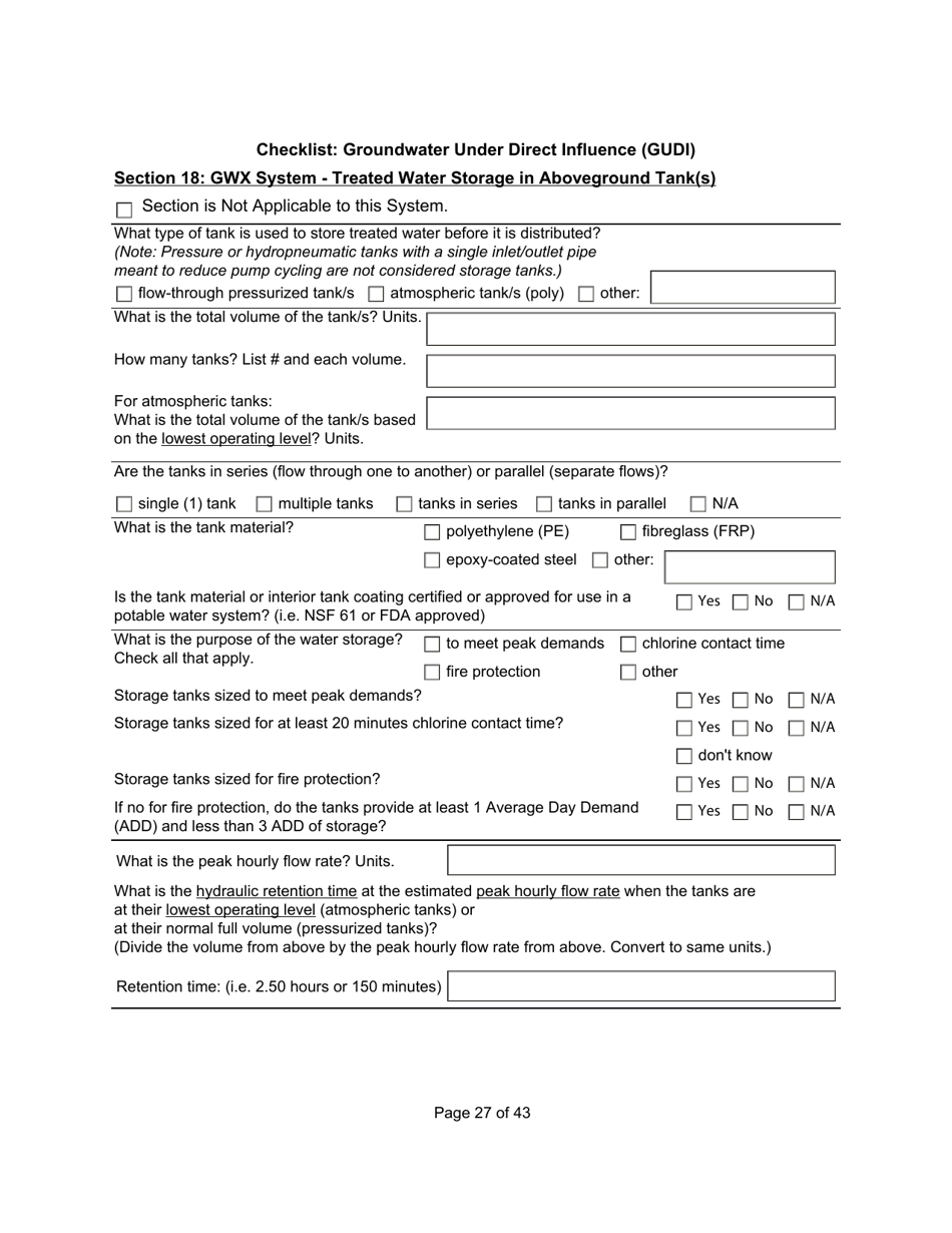Qualified Person Assessment or Self-assessment - Checklist: Groundwater Under Direct Influence (Gudi) - Manitoba, Canada, Page 27