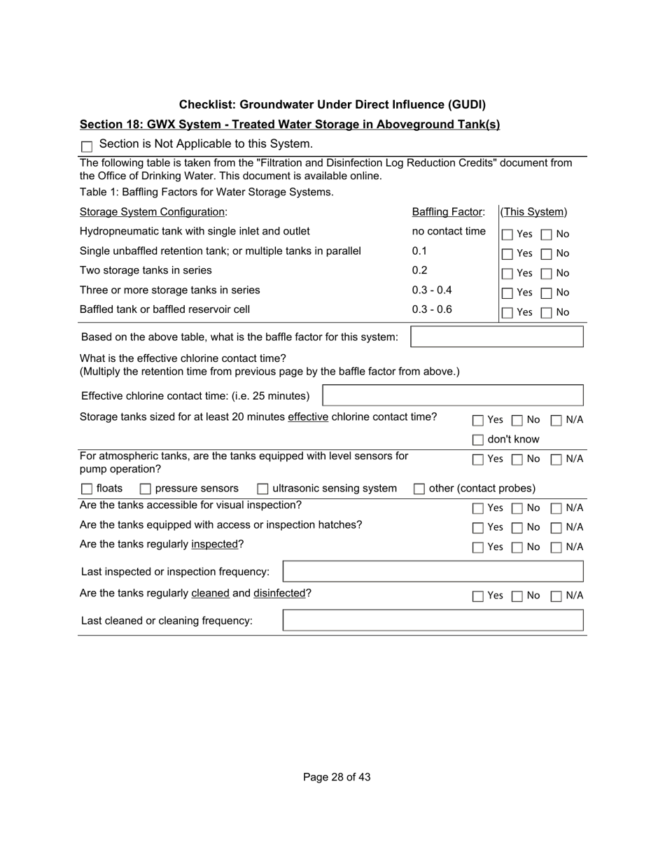 Qualified Person Assessment or Self-assessment - Checklist: Groundwater Under Direct Influence (Gudi) - Manitoba, Canada, Page 28