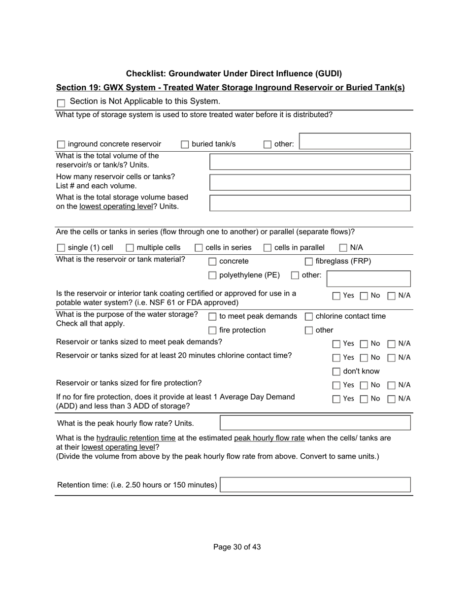 Qualified Person Assessment or Self-assessment - Checklist: Groundwater Under Direct Influence (Gudi) - Manitoba, Canada, Page 30