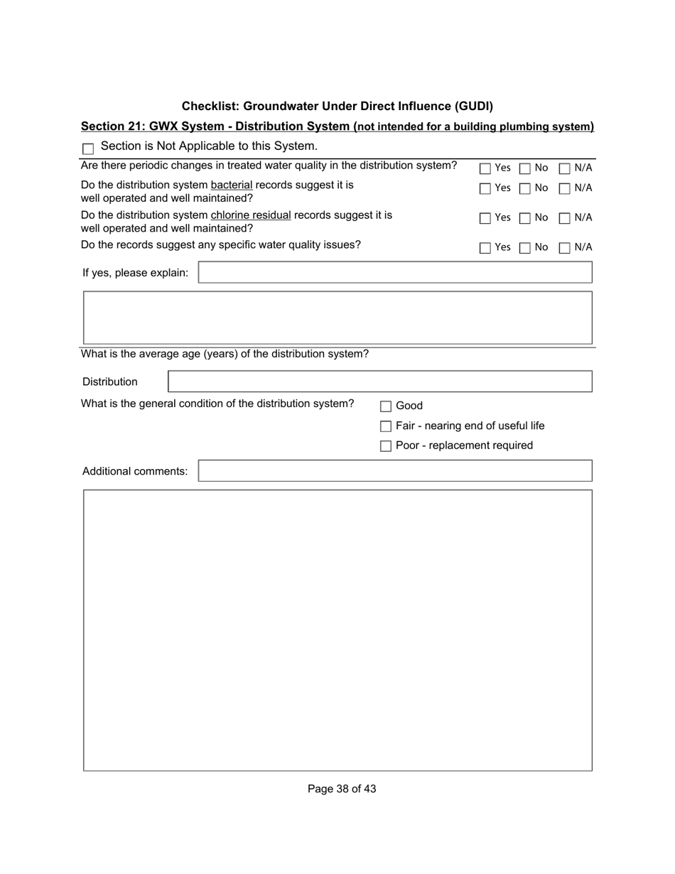 Qualified Person Assessment or Self-assessment - Checklist: Groundwater Under Direct Influence (Gudi) - Manitoba, Canada, Page 38