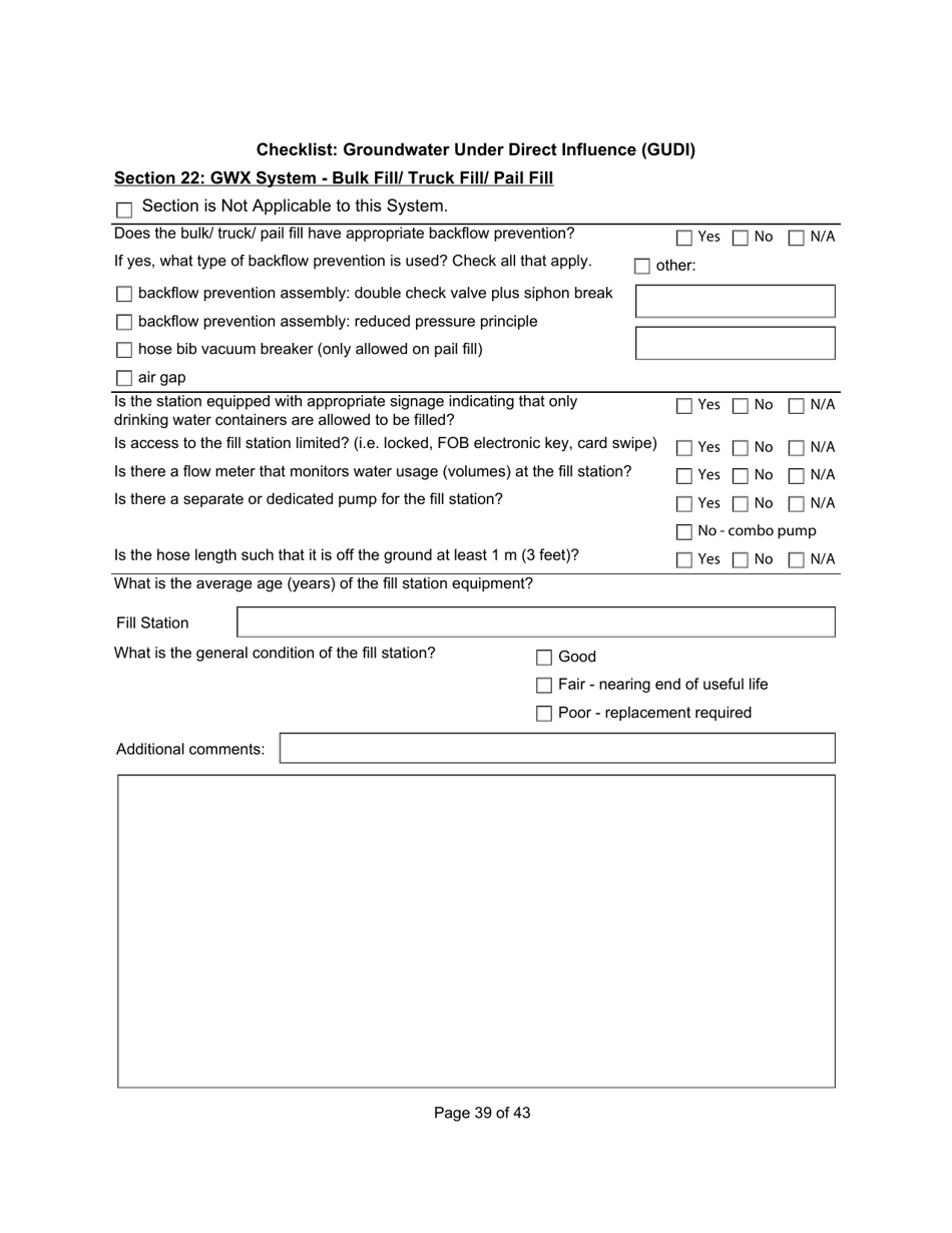 Qualified Person Assessment or Self-assessment - Checklist: Groundwater Under Direct Influence (Gudi) - Manitoba, Canada, Page 39