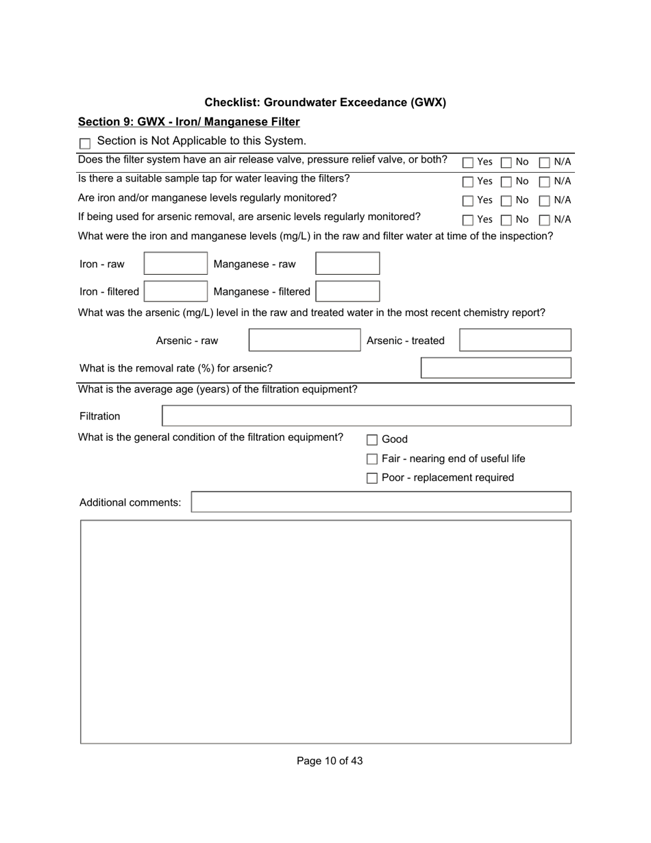 Qualified Person Assessment or Self-assessment - Checklist: Groundwater Exceedance (Gwx) - Manitoba, Canada, Page 10
