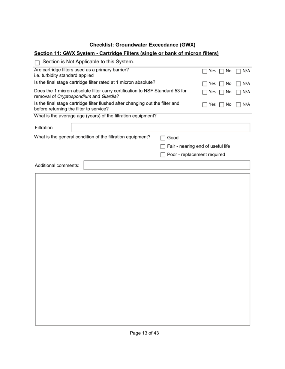 Qualified Person Assessment or Self-assessment - Checklist: Groundwater Exceedance (Gwx) - Manitoba, Canada, Page 13