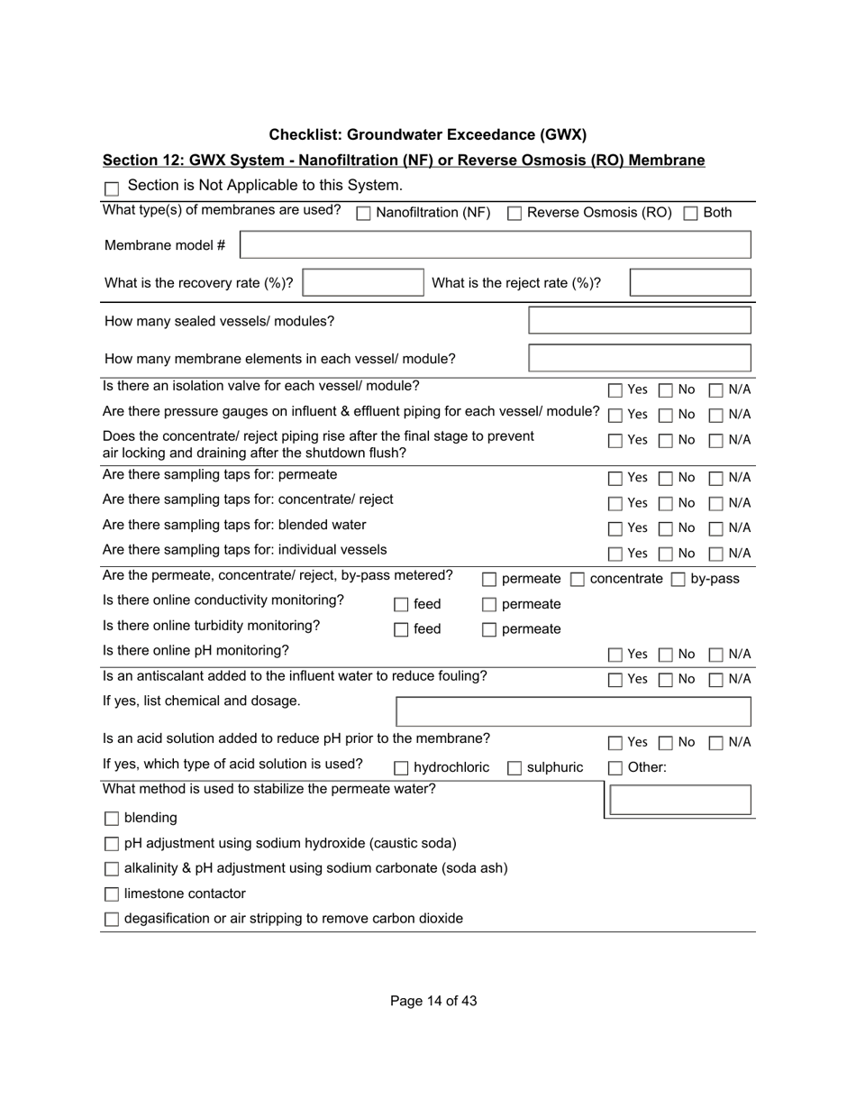 Qualified Person Assessment or Self-assessment - Checklist: Groundwater Exceedance (Gwx) - Manitoba, Canada, Page 14