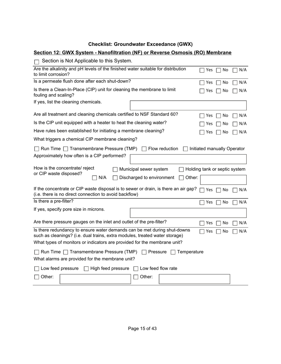 Qualified Person Assessment or Self-assessment - Checklist: Groundwater Exceedance (Gwx) - Manitoba, Canada, Page 15