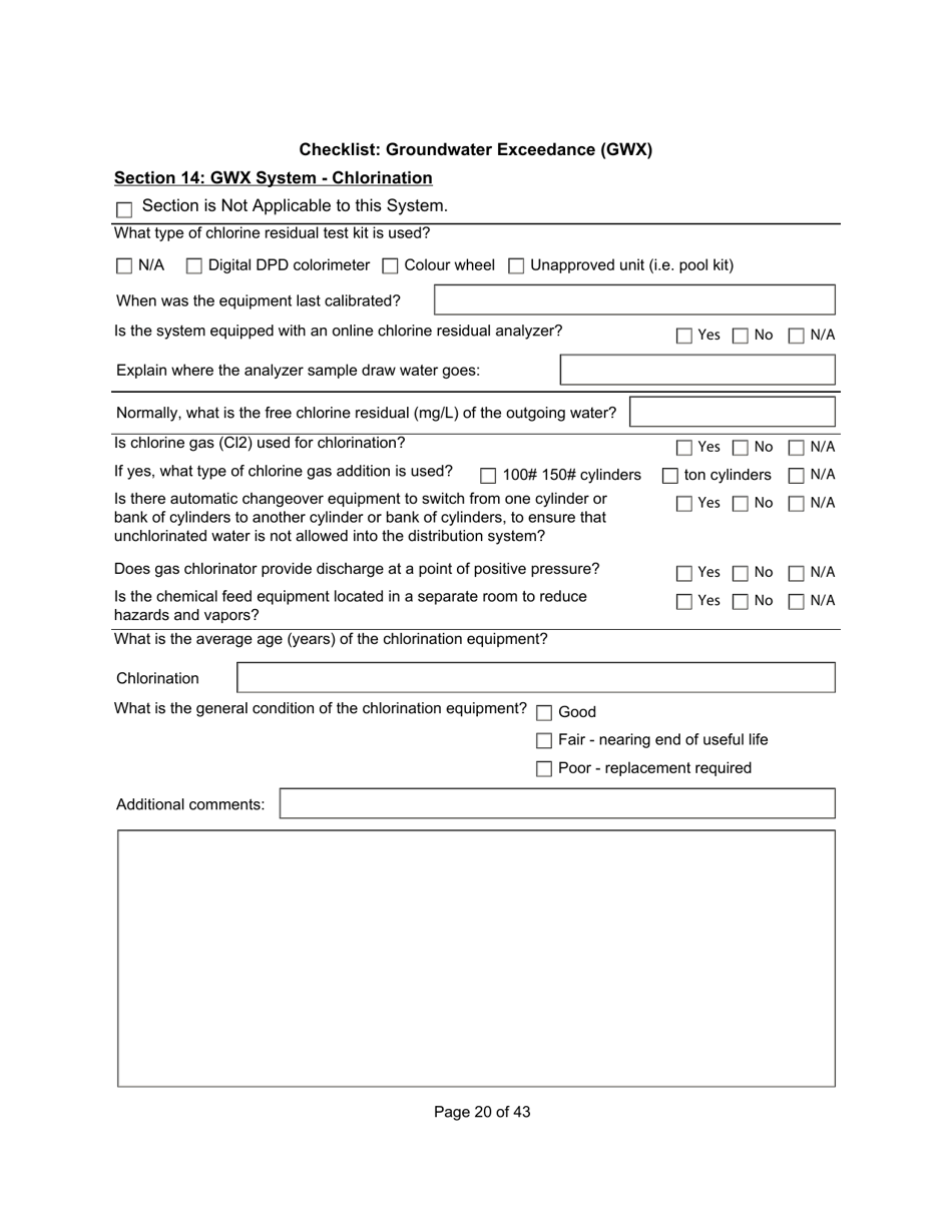 Qualified Person Assessment or Self-assessment - Checklist: Groundwater Exceedance (Gwx) - Manitoba, Canada, Page 20
