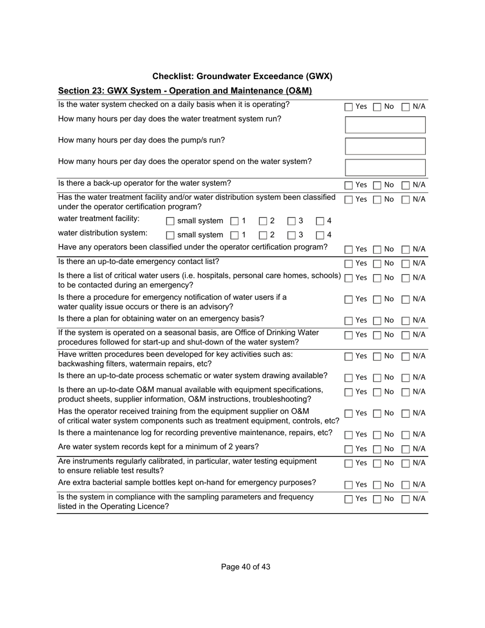 Qualified Person Assessment or Self-assessment - Checklist: Groundwater Exceedance (Gwx) - Manitoba, Canada, Page 40