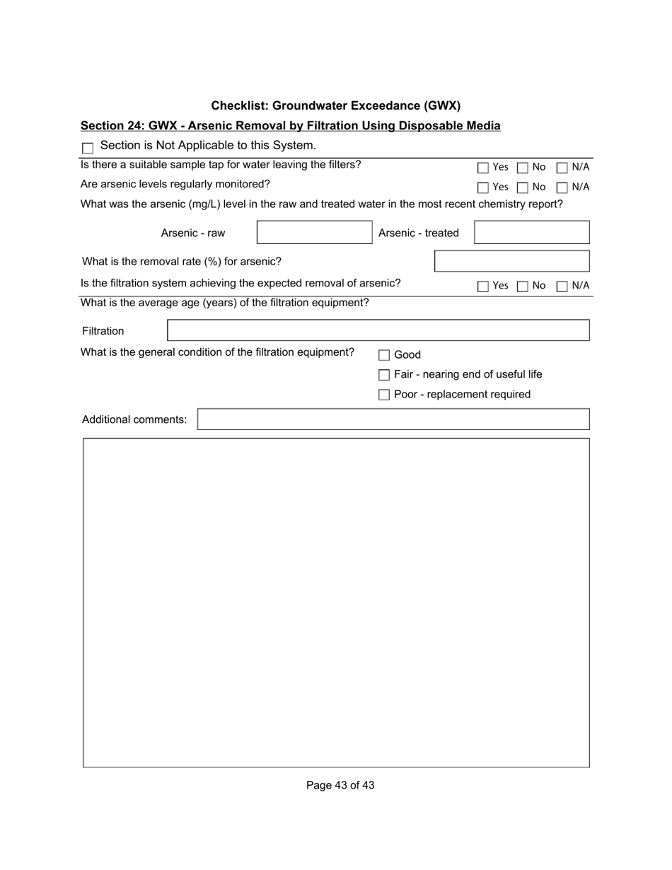 Qualified Person Assessment or Self-assessment - Checklist: Groundwater Exceedance (Gwx) - Manitoba, Canada, Page 43