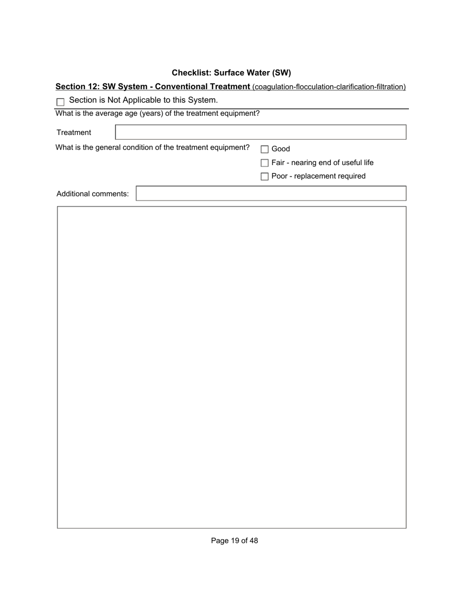 Qualified Person Assessment or Self-assessment - Checklist: Surface Water (SW) - Manitoba, Canada, Page 19