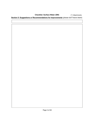Qualified Person Assessment or Self-assessment - Checklist: Surface Water (SW) - Manitoba, Canada, Page 2