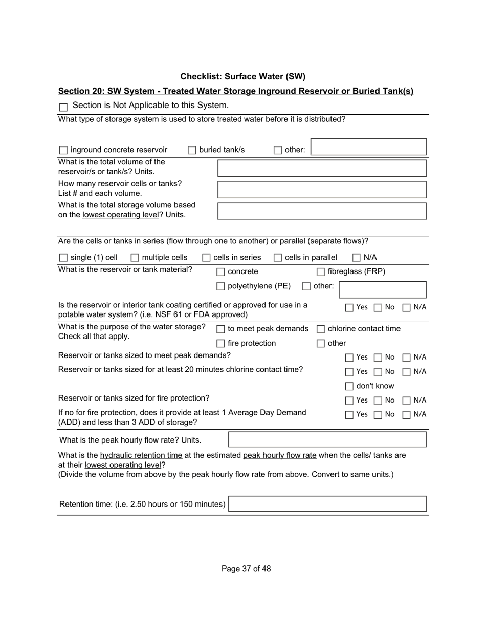 Qualified Person Assessment or Self-assessment - Checklist: Surface Water (SW) - Manitoba, Canada, Page 37