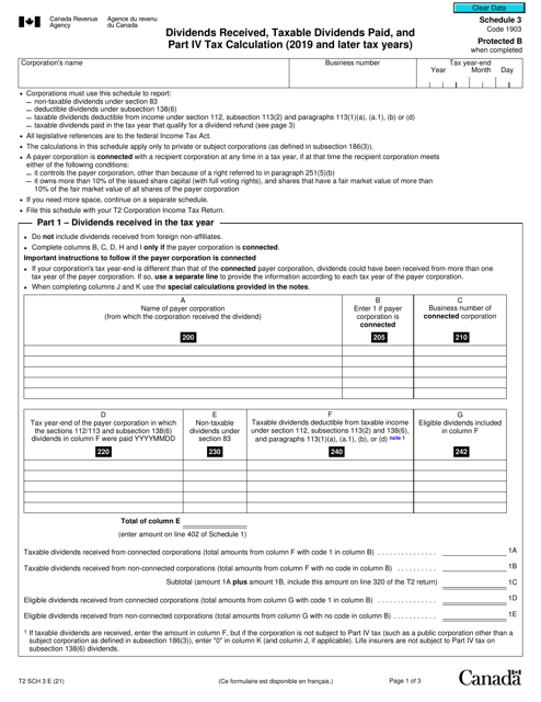 Form T2 Schedule 3  Printable Pdf