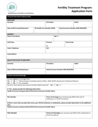 Document preview: Fertility Treatment Program: Application Form - Prince Edward Island, Canada