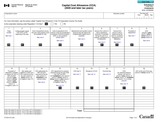 Form T2 Schedule 8 Capital Cost Allowance (Cca) (2020 and Later Tax Years) - Canada