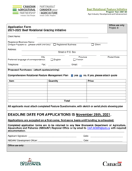 &quot;Beef Rotational Grazing Initiative Application Form&quot; - New Brunswick, Canada, 2022