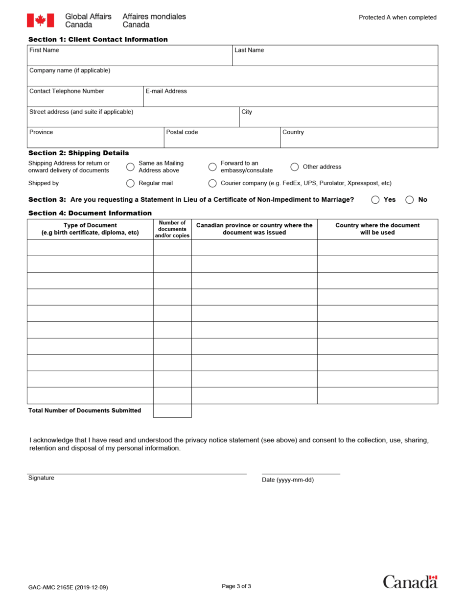 Form GACAMC2165 Fill Out, Sign Online and Download Fillable PDF, Canada (English/French